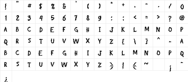 Bogarts Metal Regular  glyph index