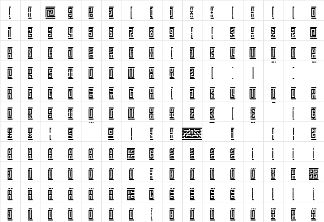 LTMinos Medium  glyph index