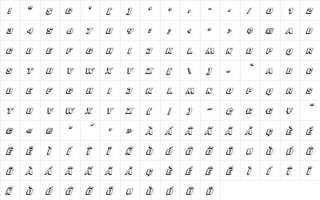 CA MagicHour-Shadow Regular  glyph index