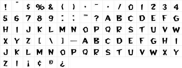 Bedrock-Light-Wide Regular  glyph index