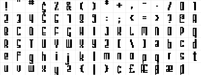 Bromen Bold Regular  glyph index