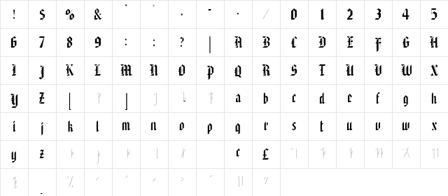 Alaric SSi Regular  glyph index