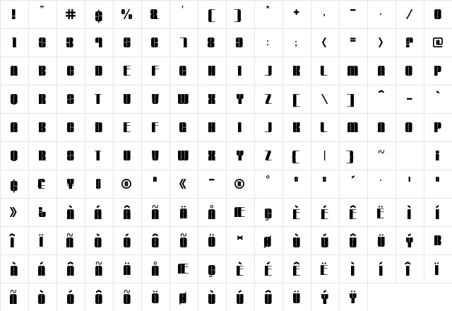 SPORTUNE Regular  glyph index