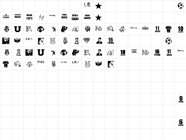 l de A Regular  glyph index