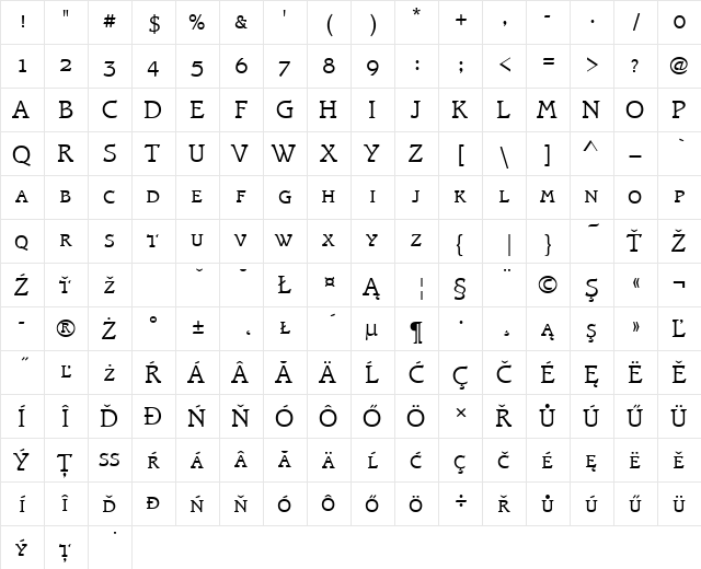BramleySCTEELig Regular  glyph index