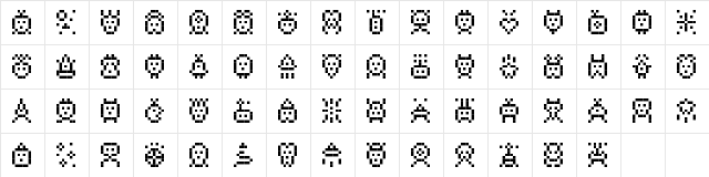 Spacy Stuff Regular  glyph index