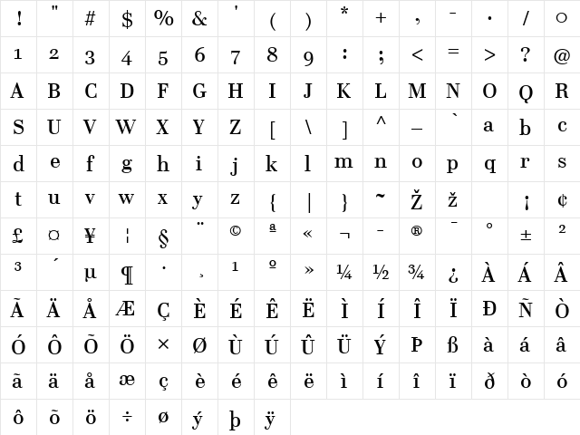 Cellini-Medium Regular  glyph index