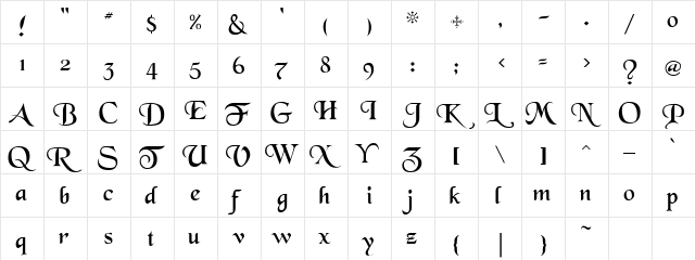 36 Regular  glyph index