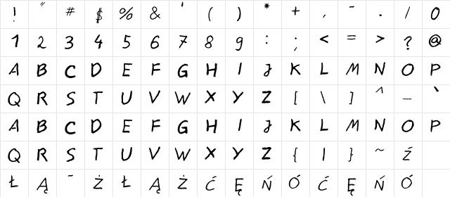 Marcin drukowane Normal  glyph index