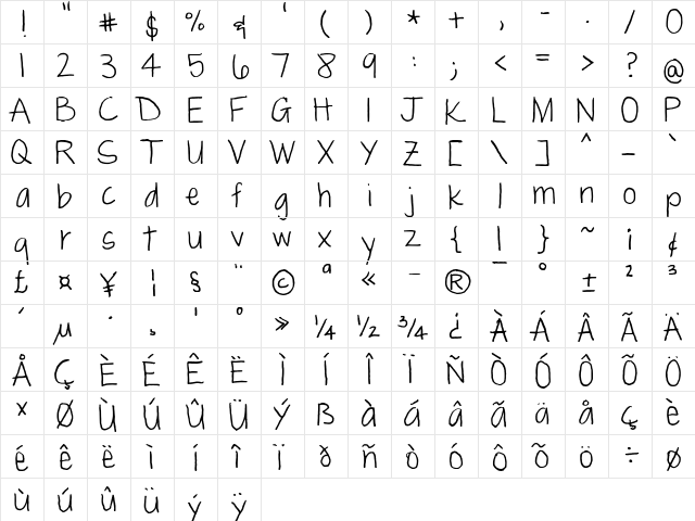 FG Smilla Light Regular  glyph index