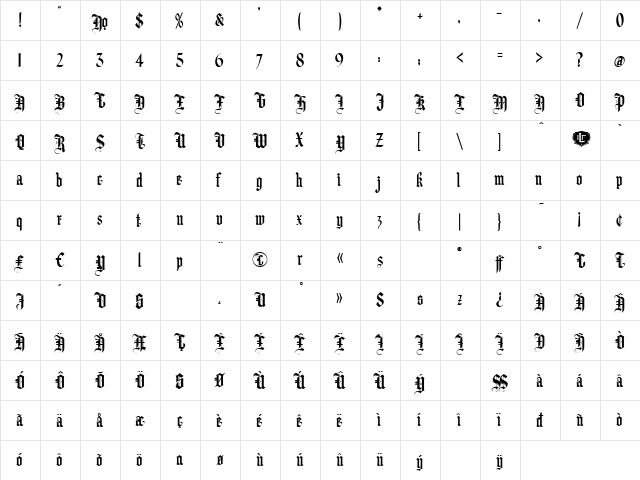 LHF Hindlewood soft grotesque Regular  glyph index