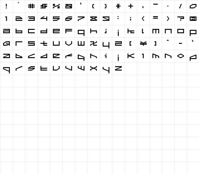 ltr-02:morbid vision Regular  glyph index