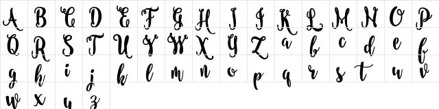 nanda Script FREE Regular  glyph index