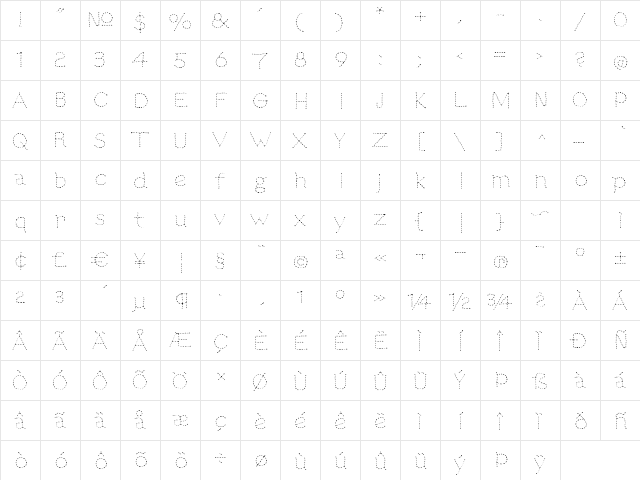 TortureFlesh Regular  glyph index