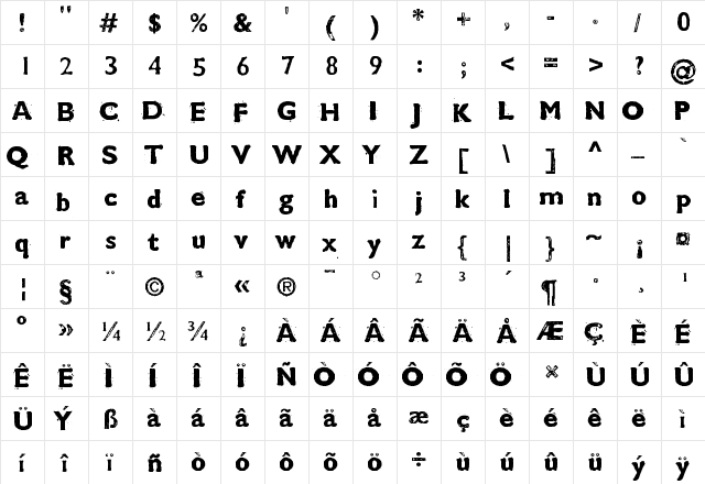 CMDestroy Medium  glyph index