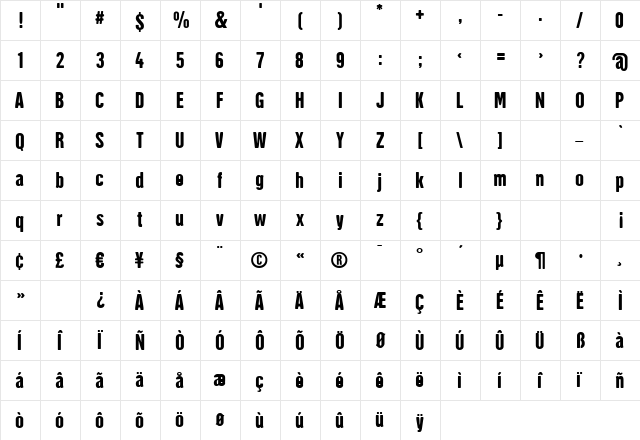 Hector Rounded  glyph index