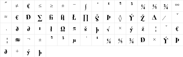 Fontesque-ExtraBoldExpert Regular  glyph index