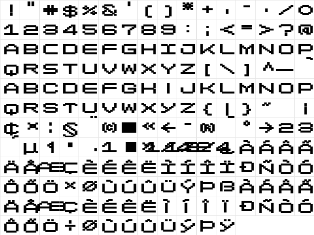 LomoWallPixel LT Std 50 Regular  glyph index