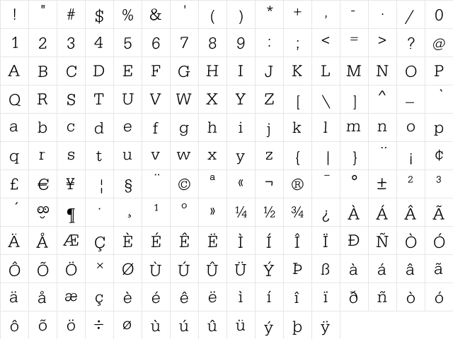 CairotiquaFSFreestyle Regular  glyph index