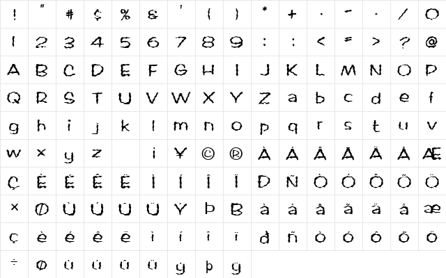 FZ WACKY 60 Normal  glyph index
