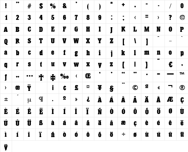 Helium-Heavy Regular  glyph index