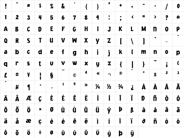 JacobyCondICG Black  glyph index