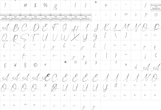 Hillonest Signature Regular  glyph index