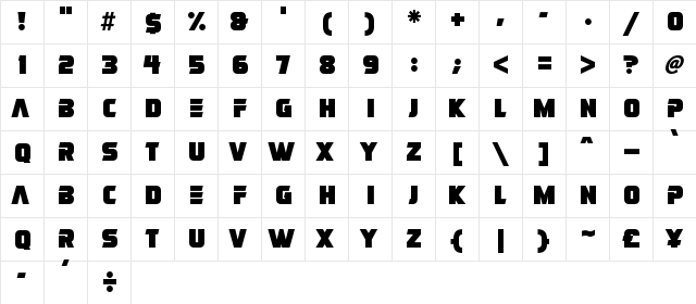 Never Better Regular  glyph index