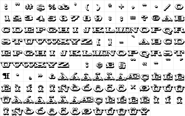 ThunderbirdDRegSh1 Regular  glyph index