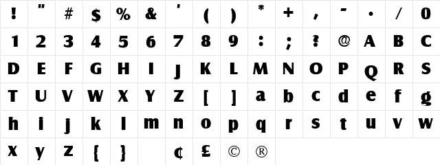 Nauto Display SSi Regular  glyph index
