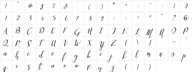Aisyah Regular  glyph index