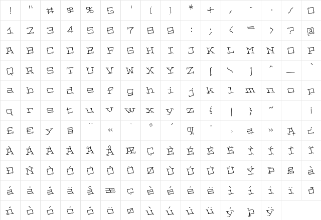 NopainLeft Regular  glyph index