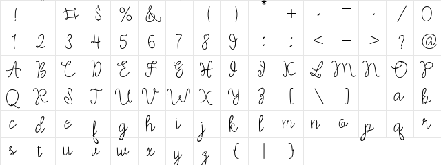 Silversmith Regular  glyph index