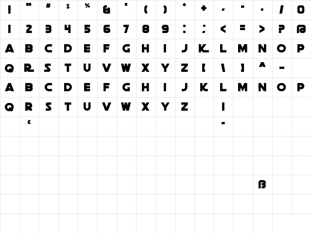 Death Star Regular  glyph index