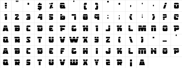 Rogue Hero Laser Laser  glyph index
