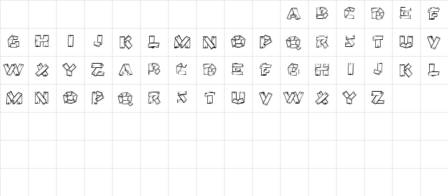 HillNBillyCapsSSK Regular  glyph index