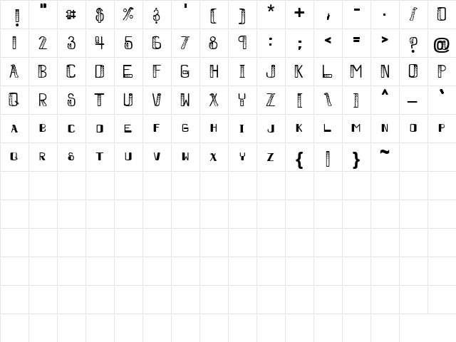 Waste Regular  glyph index