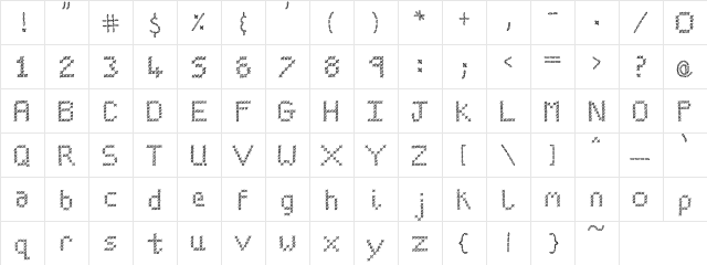 PC Cross Stitch Regular  glyph index
