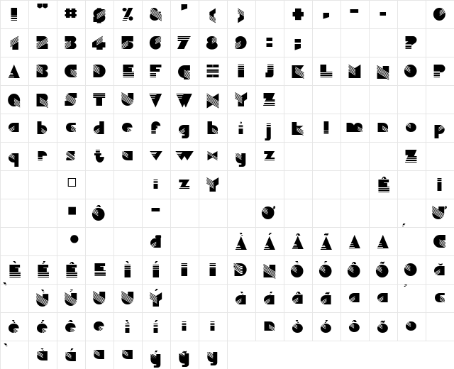 Aztek Regular  glyph index