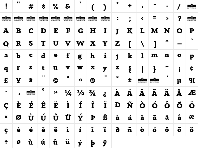 Anaphora Trial ExtraBold  glyph index