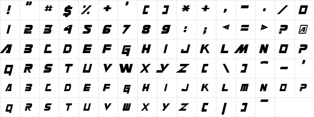 Masterforce Solid Regular  glyph index