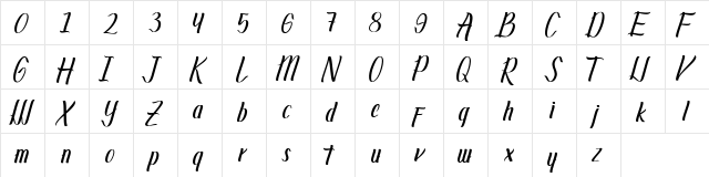 Alverion Reguler  glyph index