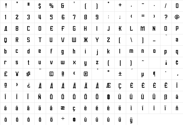 Aleksei Solid  glyph index