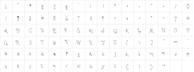 CK Honeybee Regular  glyph index