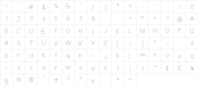 Proton SeLtExt  glyph index