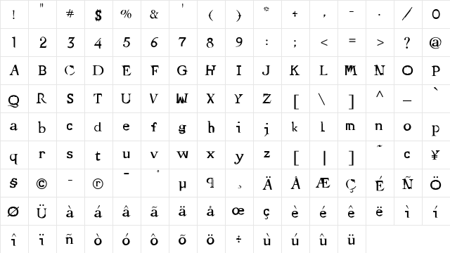 Hernia Medium  glyph index