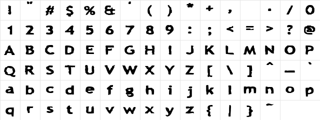 Slate Rock Regular  glyph index