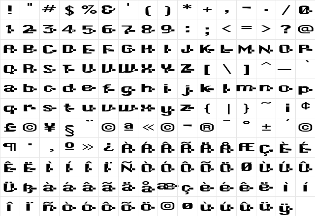 F2FCzykago LT Std Trans Regular  glyph index