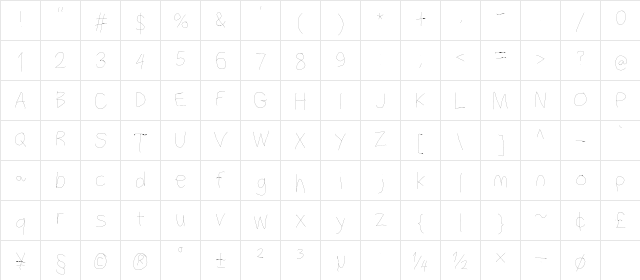 Filament Serie One  glyph index