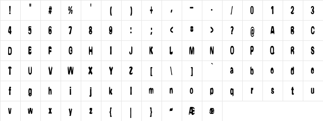 Yonder (BRK) Regular  glyph index
